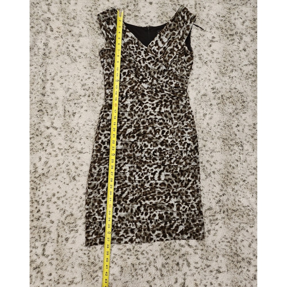 Adrianna Papell SZ 8 Bodycon Leopard Print V-Neck Sleeveless Evening Dress - Picture 8 of 11